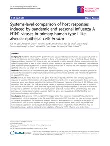 Systems-level comparison of host responses induced by pandemic and seasonal influenza A H1N1 viruses in primary human type I-like alveolar epithelial cells in vitro
