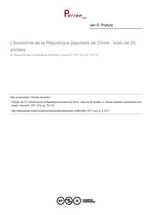 L économie de la République populaire de Chine : bilan de 25 années - article ; n°4 ; vol.8, pg 75-116