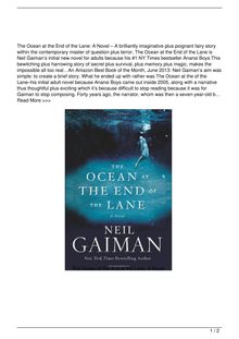 The Ocean at the End of the Lane A Novel Book Reviews