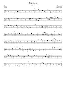 Partition ténor viole de gambe (alto clef), Fantasie per cantar et sonar con ogni sorte d’istrumenti