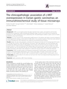 The clinicopathologic association of c-MET overexpression in Iranian gastric carcinomas; an immunohistochemical study of tissue microarrays