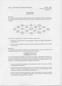 Recherche opérationnelle 2005 Ingénierie et Management de Process Université de Technologie de Belfort Montbéliard