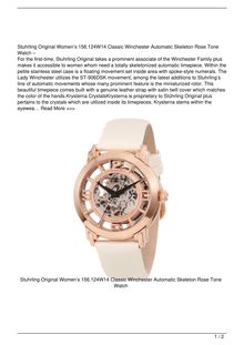 Stuhrling Original Women8217s 156.124W14 Classic Winchester Automatic Skeleton Rose Tone Watch Watch Review