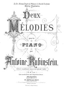 Partition complète, 2 Mélodies, Deux mélodies pour le piano, Rubinstein, Anton par Anton Rubinstein