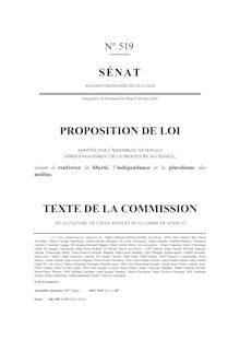 Projet de loi sur les médias - texte de la commission février 2016