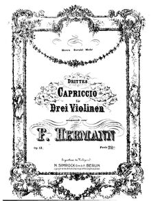 Partition violon 3, Capriccio No.3 pour 3 violons, A Major, Hermann, Friedrich