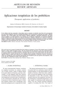 Aplicaciones terapéuticas de los probióticos. (Therapeutic applications of probiotics)
