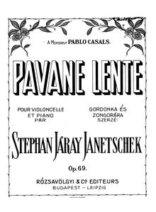 Partition de piano et partition de violoncelle, Pavane Lente