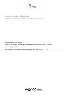 Destruction d un Mégalithe - article ; n°6 ; vol.6, pg 278-278