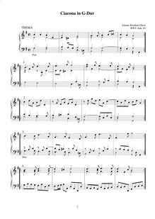 Partition complète, Chaconne, G major, Bach, Johann Bernhard