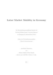 Labor market mobility in Germany [Elektronische Ressource] / Stefan Schneck