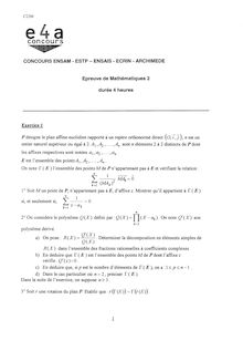 Mathématiques B 2000 Classe Prepa PSI Concours E3A