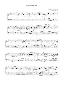 Partition complète, Fugue en B flat major, BWV Anh.105, Keyboard