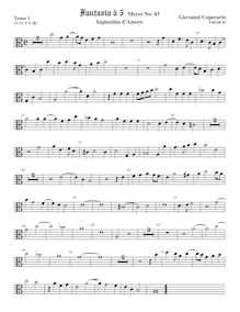 Partition ténor viole de gambe 1, alto clef, Fantasia pour 5 violes de gambe, RC 64