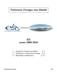 Traitement d images sous Matlab EI3 année 2009-2010