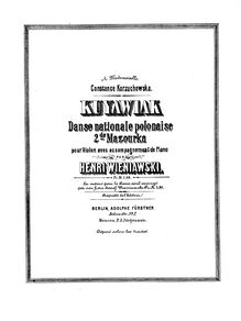 Partition de piano, Kujawiak en A minor, 2nd Mazurka, Wieniawski, Henri par Henri Wieniawski