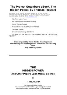 The Hidden Power - And Other Papers upon Mental Science