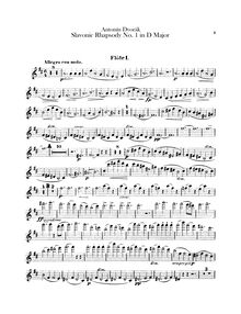 Partition flûte 1, 2, Piccolo, Slavonic Rhapsodies, Slovanské rapsodie
