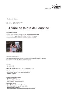 DOSSIER DE PRESSE L'Affaire de la rue de Lourcine.qxp