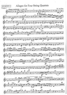 Partition quatuor III: violon 1, Allegro pour 4 corde quatuors, Allegro Moderato