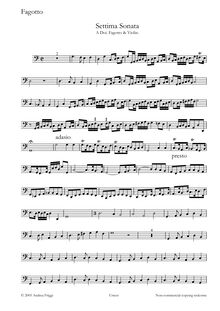 Partition basson, Settima Sonata A Doi. Fagotto & violon, Castello, Dario