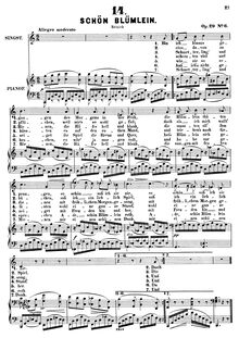 Partition No. , Schön Blümlein (Robert Reinick), 6 chansons, Op.29