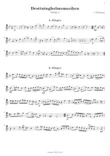 Partition violons I, Drottningholm Music, Roman, Johan Helmich
