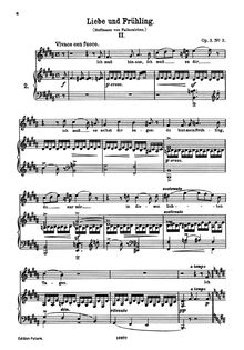 Partition No. 3: Liebe und Frühling II, 6 chansons, 6 Gesänge, Brahms, Johannes