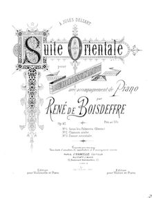 Partition violoncelle/partition de piano,  Orientale, Op.42, Boisdeffre, René de