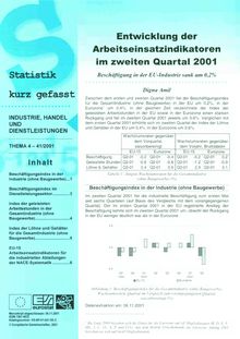 Entwicklung der Arbeitseinsatzindikatoren im zweite Quartal 2001