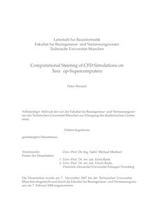 Computational steering of CFD simulations on teraflop-supercomputers [Elektronische Ressource] / Petra Wenisch