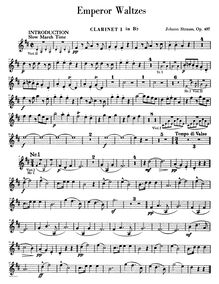 Partition clarinettes 1, 2, Kaiser-Walzer, Strauss Jr., Johann