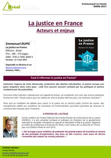 La justice en France, acteurs et enjeux