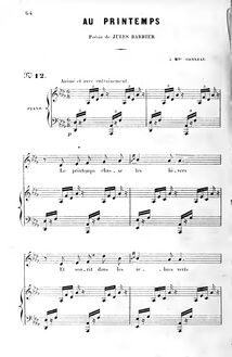 Partition complète (D♭ major), Au printemps, Mélodie, Gounod, Charles
