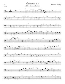Partition viole de basse, basse clef, chansonnettes, ou Little Short chansons to Three Voyces