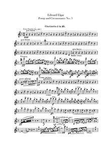 Partition clarinette 1, 2, basse clarinette (B♭), Pomp et Circumstance, Op.39