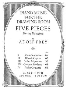 Partition , Valse-mignonne, 5 Piano pièces, Frey, Adolf