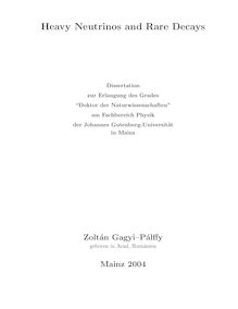 Heavy neutrinos and rare decays [Elektronische Ressource] / Zoltan Gagyi-Palffy