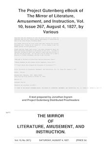 The Mirror of Literature, Amusement, and Instruction - Volume 10, No. 267, August 4, 1827