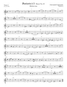 Partition ténor viole de gambe 3, octave aigu clef, Fantasia pour 5 violes de gambe, RC 36