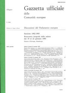 Gazzetta ufficiale delle Comunità europee Discussioni del Parlamento europeo Sessione 1992-1993. Resoconto integrale delle sedute dal 18 al 22 gennaio 1993