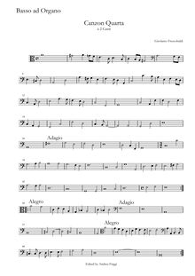 Partition Basso ad organo, Canzon Quarta à 2 Canti, Frescobaldi, Girolamo