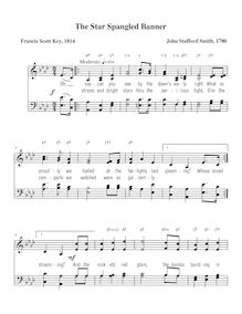 Partition chœur score, pour Star-Spangled Banner, Original title: The Anacreontic Song