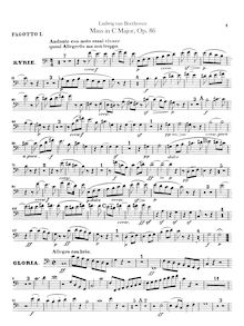 Partition basson 1, 2, Mass en C, Op.86, C major, Beethoven, Ludwig van