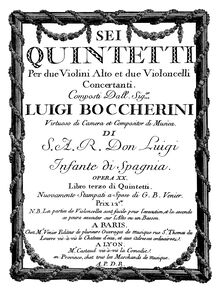 Partition violon 2, 6 corde quintettes, G.277-282 (Op.13), 6 Quintetti per 2 Violini, Alto, et 2 Violoncelli Concertante, Op.13 par Luigi Boccherini