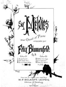 Partition Nos.1-3, Six Mélodies, Blumenfeld, Felix