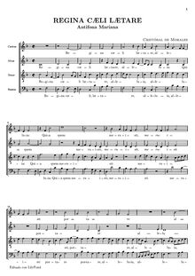 Partition choral Score, Regina caeli, laetare, Antifona Mariana