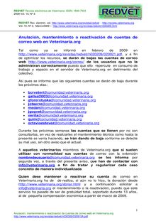 Anulación, mantenimiento o reactivación de cuentas de correo web en Veterinaria.org