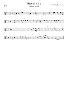 Partition ténor viole de gambe, alto clef, Magnificat Primi Toni par Giovanni Pierluigi da Palestrina