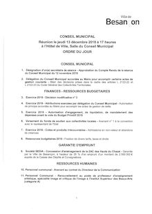 ODJ Conseil municipal de Besançon du 13 décembre 2018